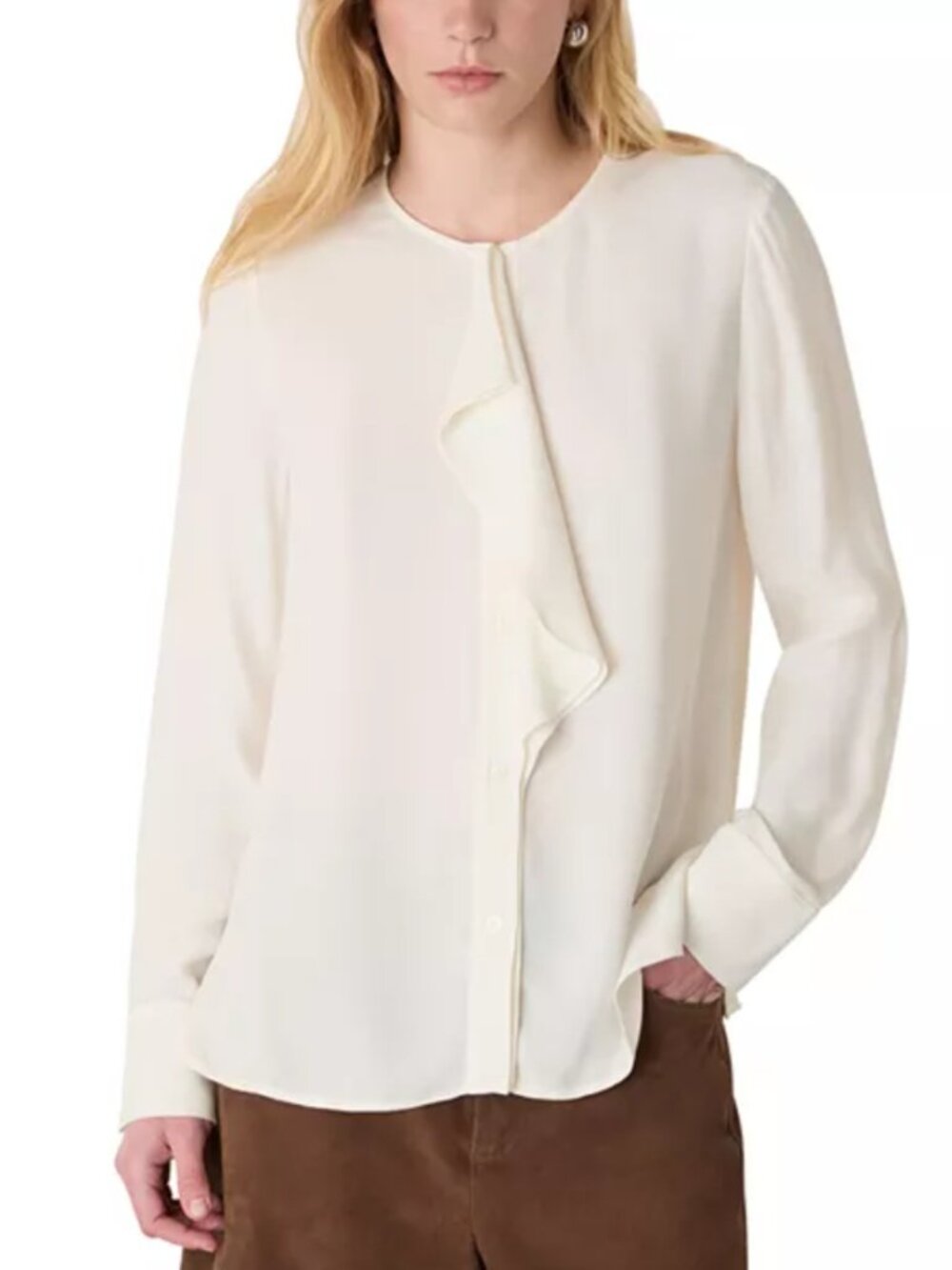 Whistles Ivory Cream Ruffle Feminine Blouse NWT size 12